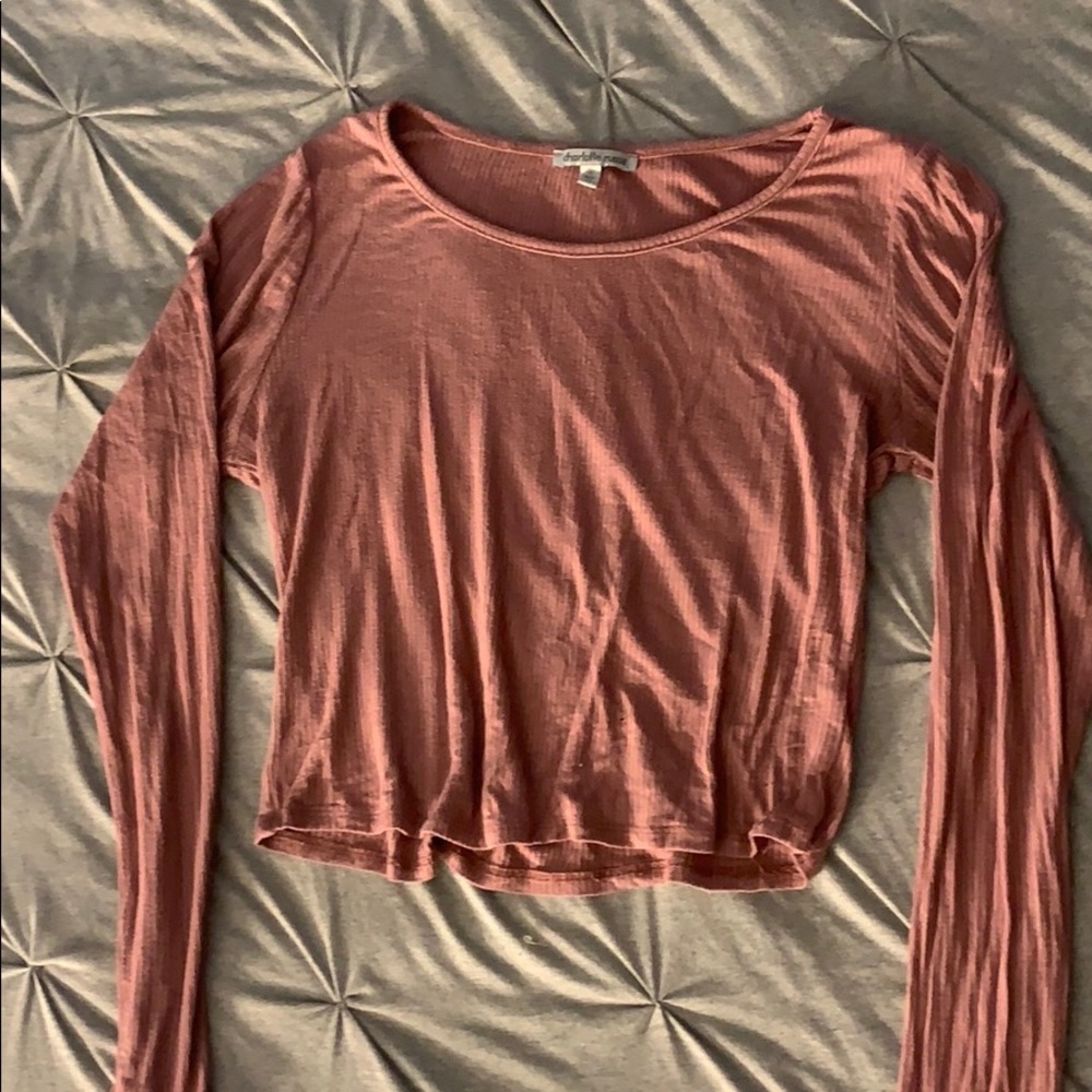 Long sleeve ribbed pink crop too